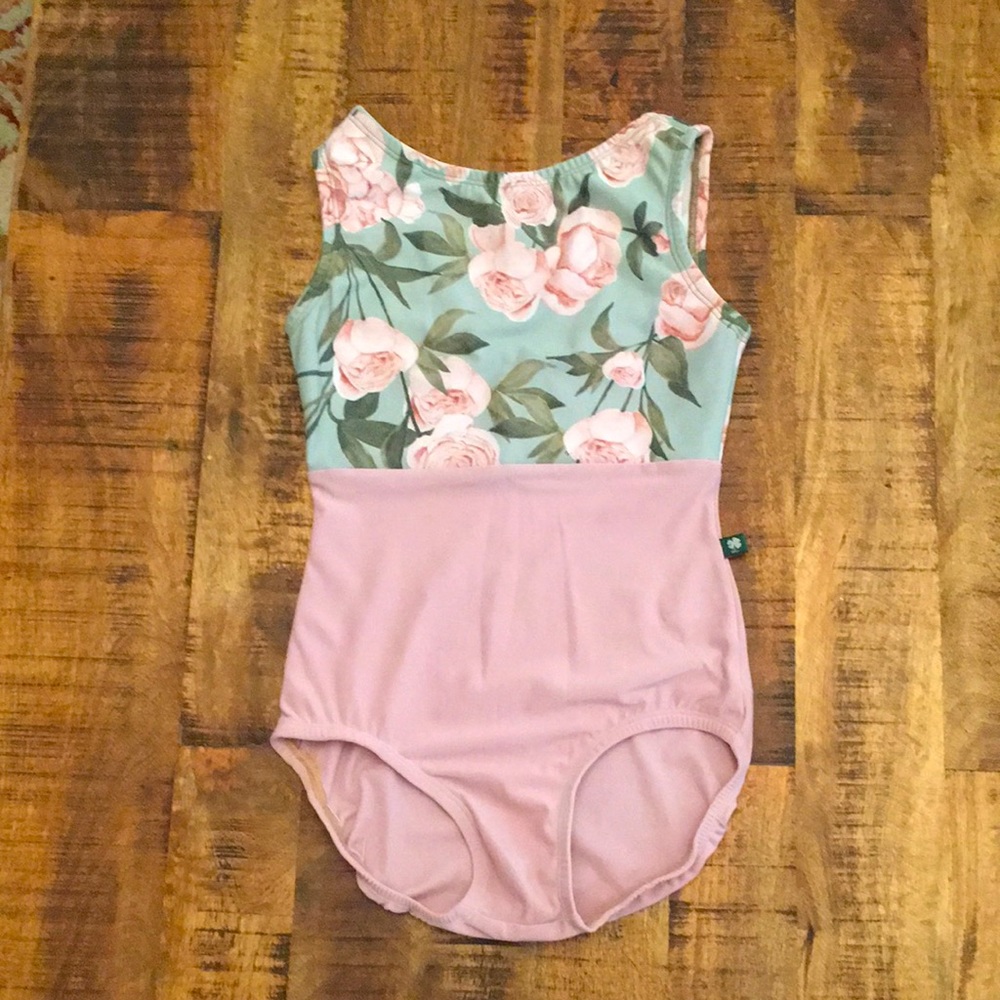 Lucky Leo Aloe Peony and Dusty Rose Flight Leotard